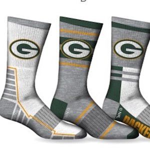 Green Bay Packers Socks Crew 3 Pack NFL